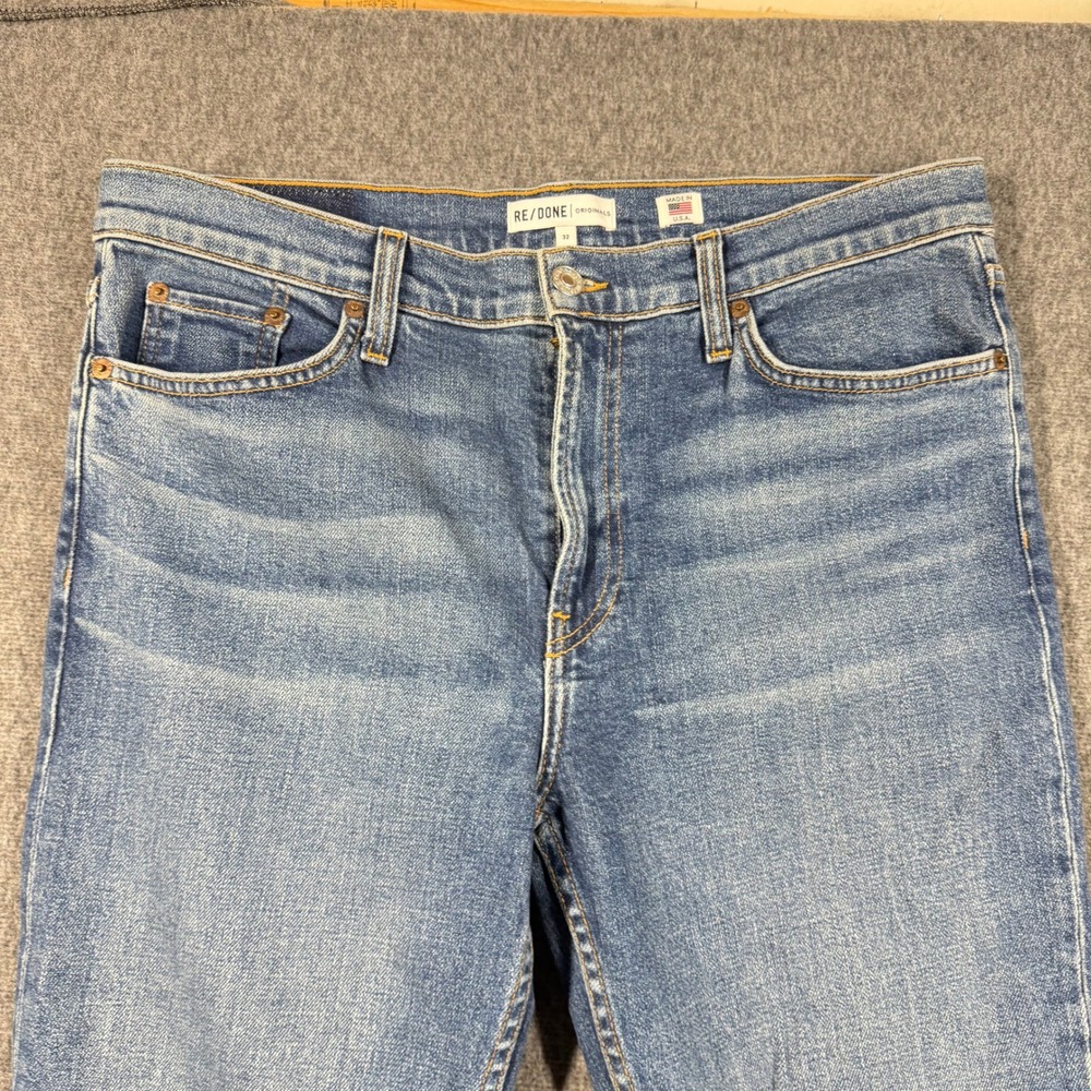 RE/DONE Originals Womens High Rise Kick Flare Jeans Blue Size 32 Made in USA - Picture 2 of 13